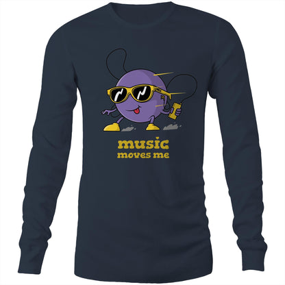 Music Moves Me, Earbuds - Long Sleeve T-Shirt Navy Unisex Long Sleeve T-shirt Music
