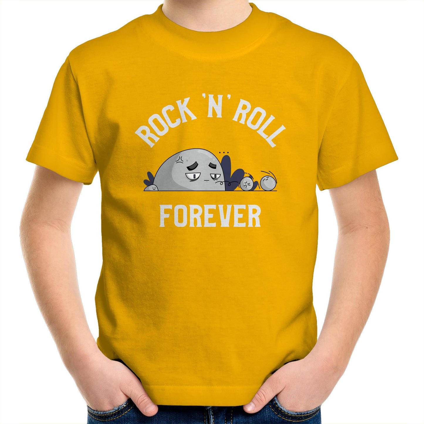 Rock 'N' Roll Forever - Kids Youth T-Shirt Gold Kids Youth T-shirt Music