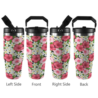 Hibiscus - 30oz Tumbler with Top Handle