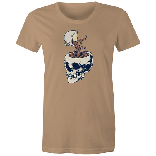 Coffee Skull - Womens T-shirt Tan Womens T-shirt Coffee
