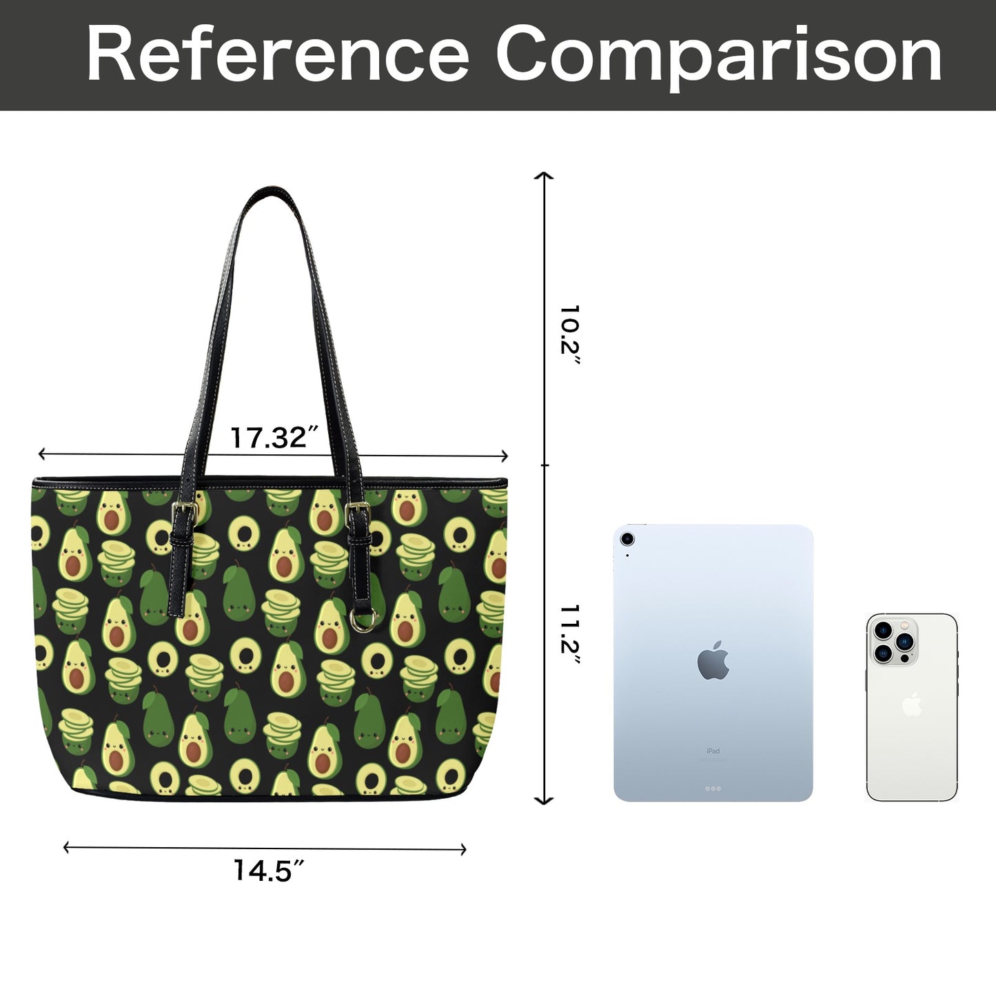 Cute Avocados - Leather Tote Bag-Large