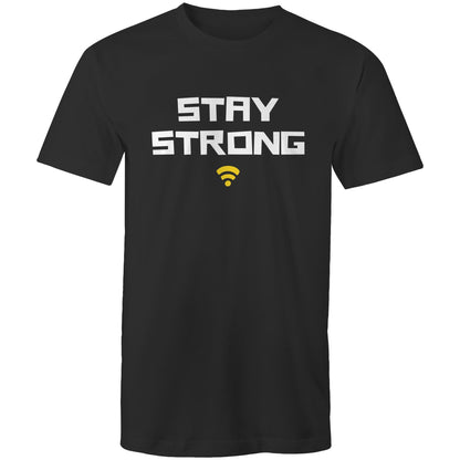 Stay Strong, WIFI - Mens T-Shirt Black Mens T-shirt Printed In Australia Tech