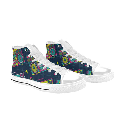 Boombox - Women's High Top Canvas Shoes