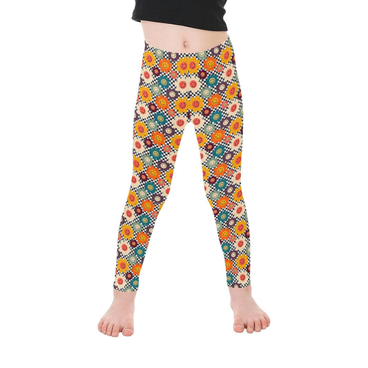 Happy Retro Flowers - Kid's Ankle Length Leggings