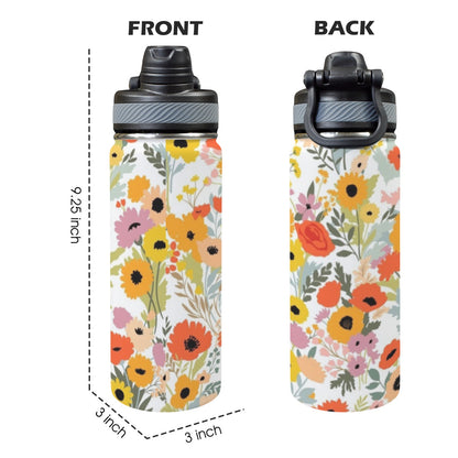 Pretty Floral - Insulated Water Bottle with Dual-Use Lid (18oz) Insulated Water Bottle with Dual-Use Lid (18oz) Printed Offshore