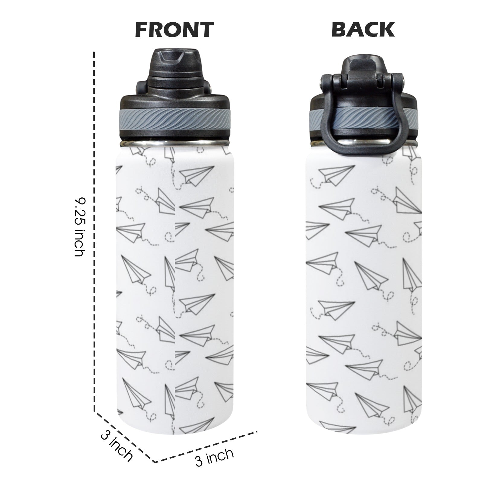 Paper Planes - Insulated Water Bottle with Dual-Use Lid (18oz) Insulated Water Bottle with Dual-Use Lid (18oz) Printed Offshore