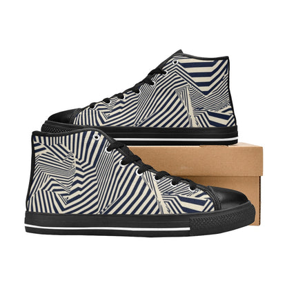 Crazy Lines - Women's High Top Canvas Shoes