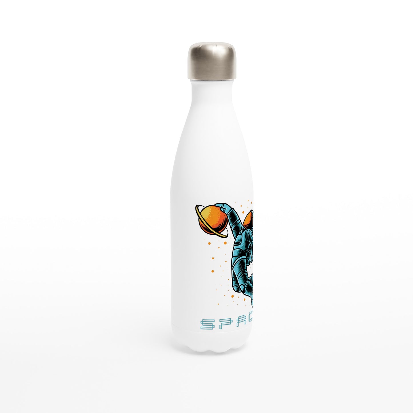 Astronaut Basketball - White 17oz Stainless Steel Water Bottle White Water Bottle Globally Fulfilled Space