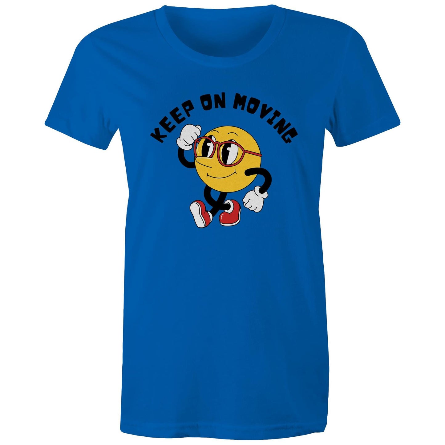 Keep On Moving - Womens T-shirt Bright Royal Womens T-shirt Fitness Printed In Australia