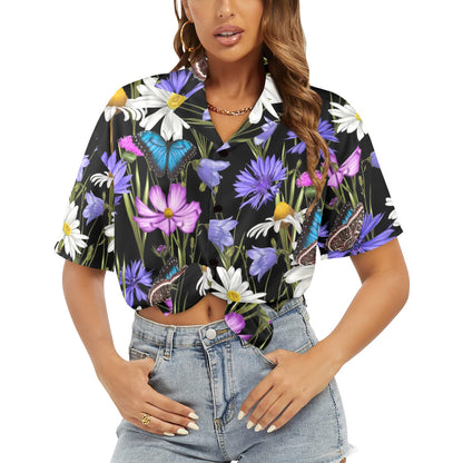 Butterfly Flowers - Womens Hawaiian Shirt