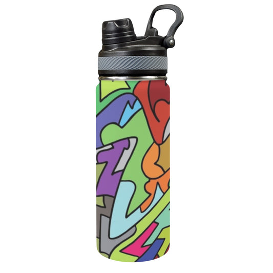 Bright Abstract - Insulated Water Bottle with Dual-Use Lid (18oz) Insulated Water Bottle with Dual-Use Lid (18oz) Printed Offshore