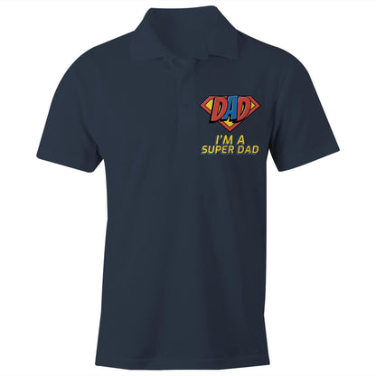 I'm A Super Dad - Chad S/S Polo Shirt, Printed Navy Polo Shirt comic Dad
