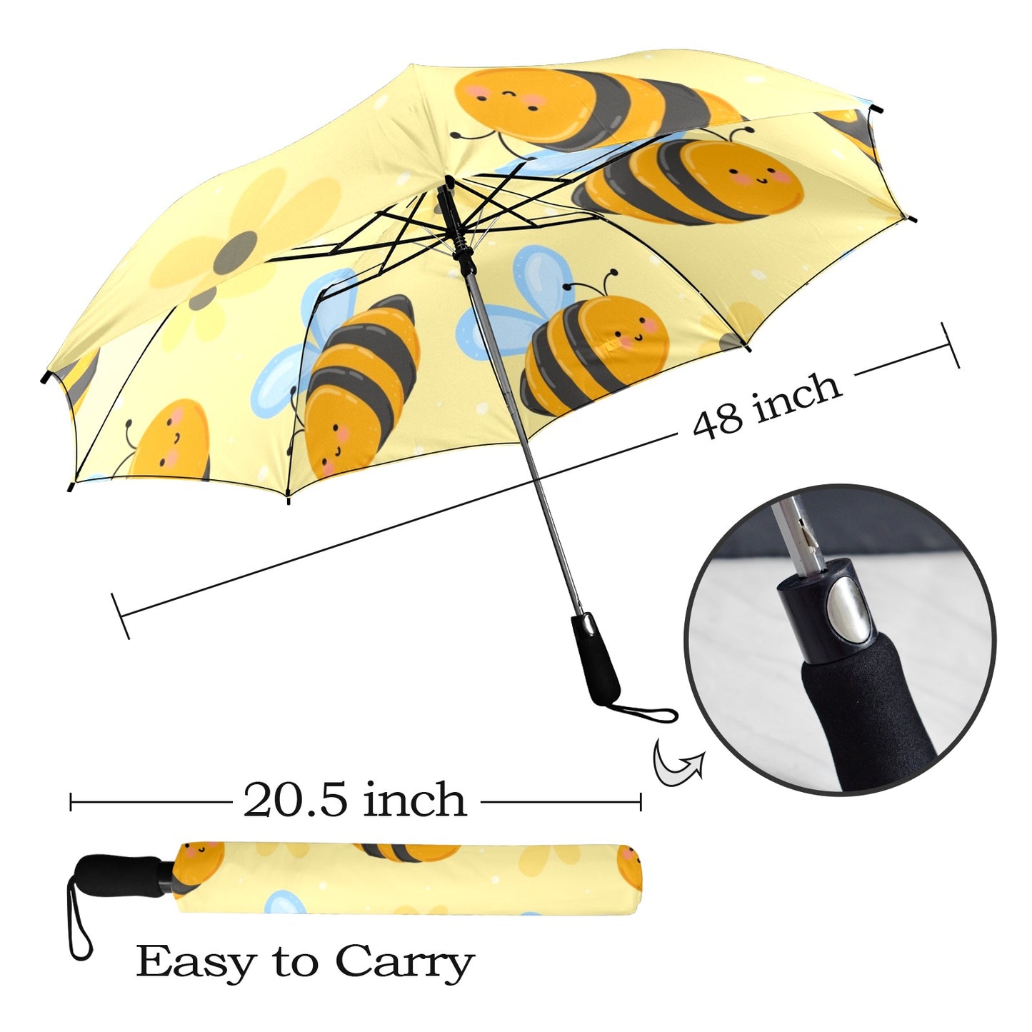 Bright Bees - Semi-Automatic Foldable Umbrella