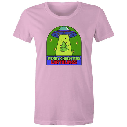 Merry Christmas Earthlings, UFO - Womens T-shirt