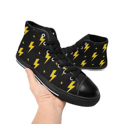 Yellow Lightning - Kids High Top Canvas Shoes