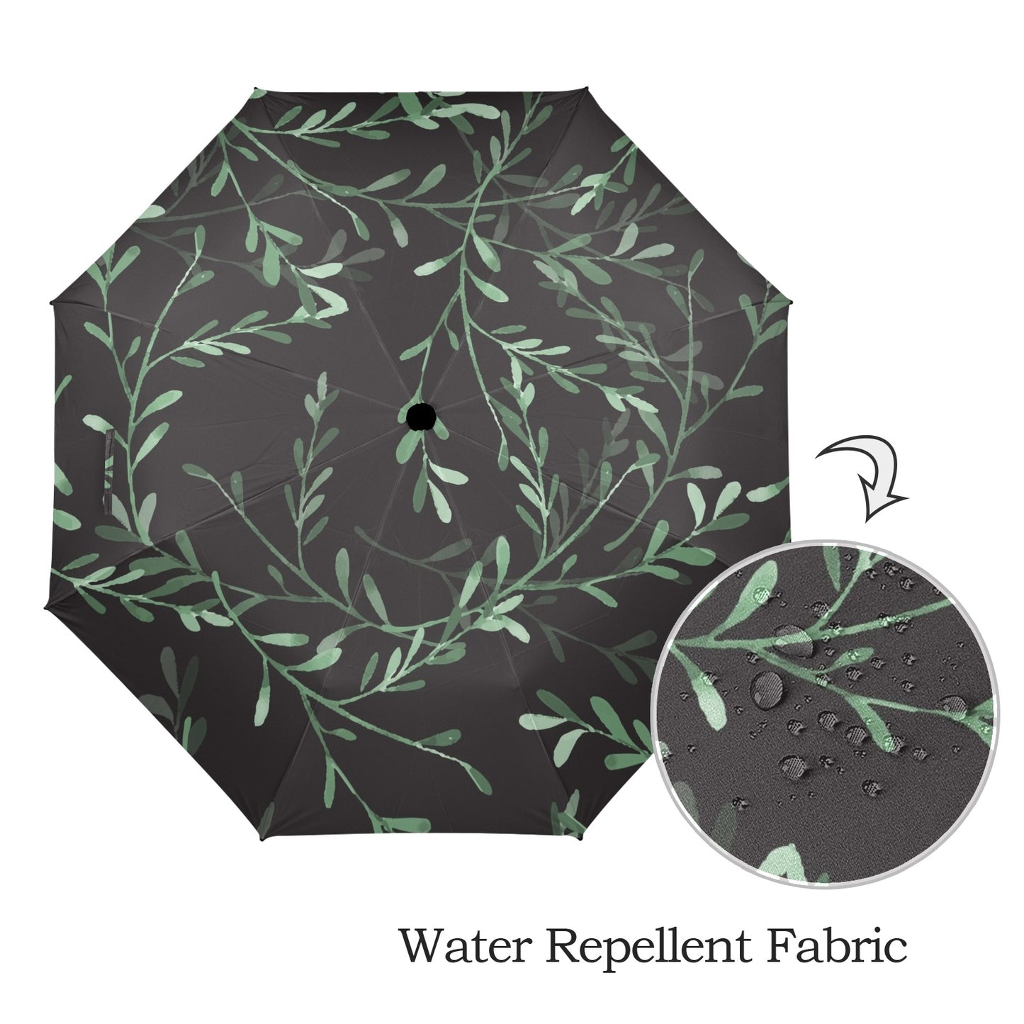 Delicate Leaves - Semi-Automatic Foldable Umbrella Semi-Automatic Foldable Umbrella Printed Offshore