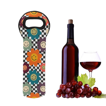 Happy Retro Flowers - Neoprene Wine Bag Wine Bag Printed Offshore Retro