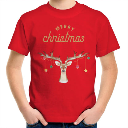 Merry Christmas Reindeer - Kids Youth T-Shirt