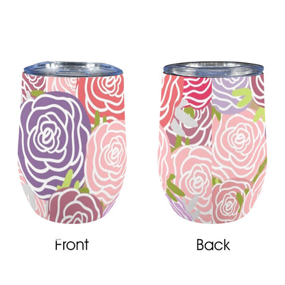 Abstract Roses - 12oz Wine Tumbler 12oz Wine Tumbler Plants Printed Offshore