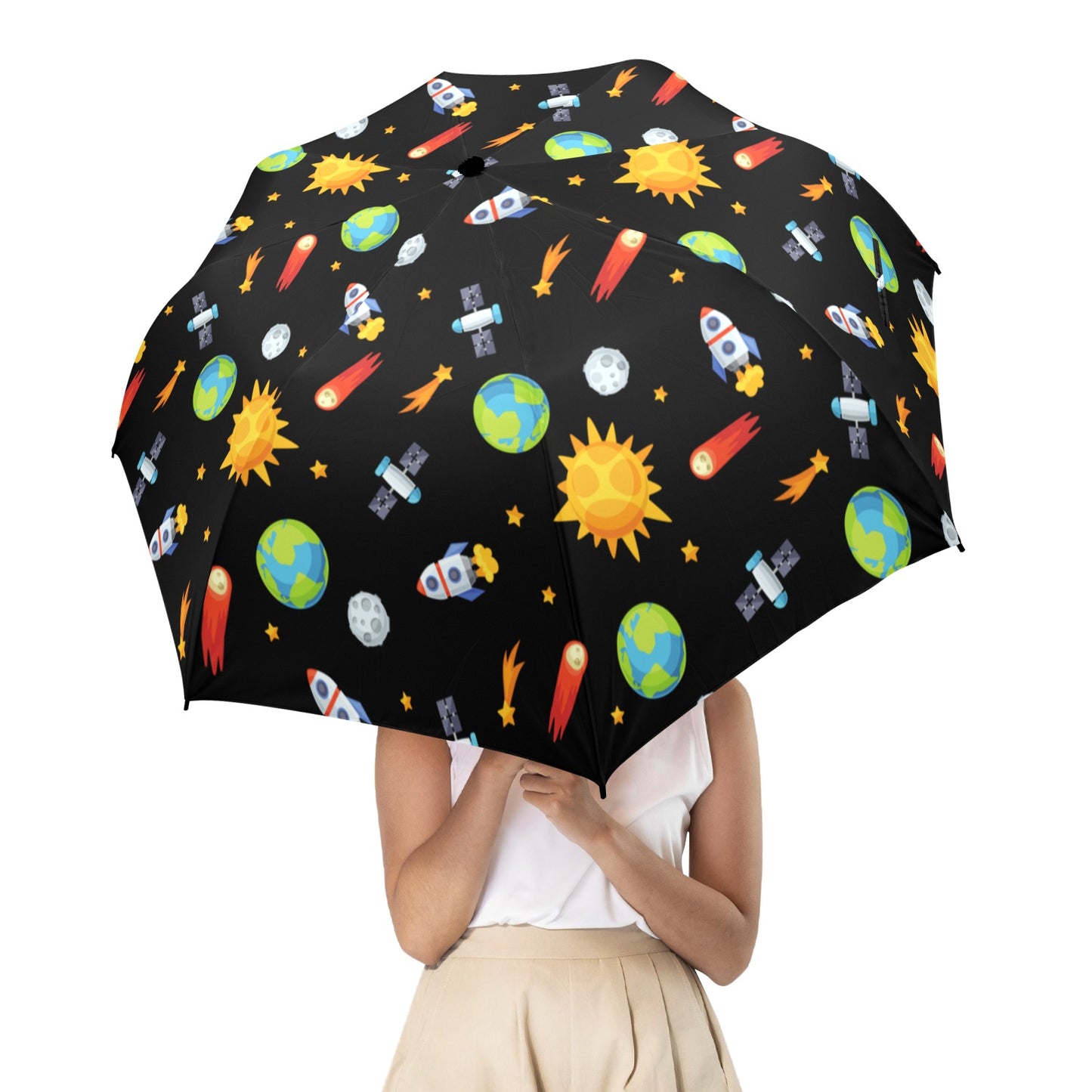 Busy Space - Semi-Automatic Foldable Umbrella Semi-Automatic Foldable Umbrella Printed Offshore