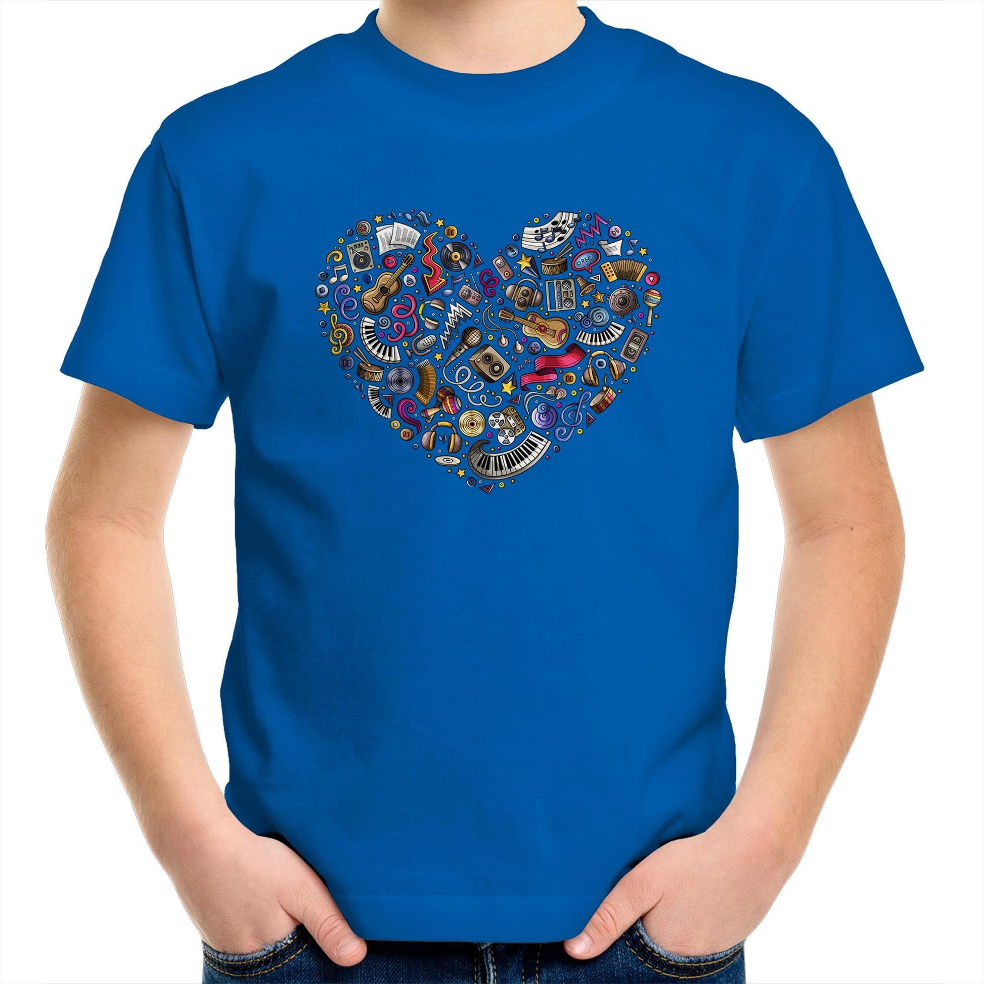 Heart Music - Kids Youth T-Shirt Bright Royal Kids Youth T-shirt Music