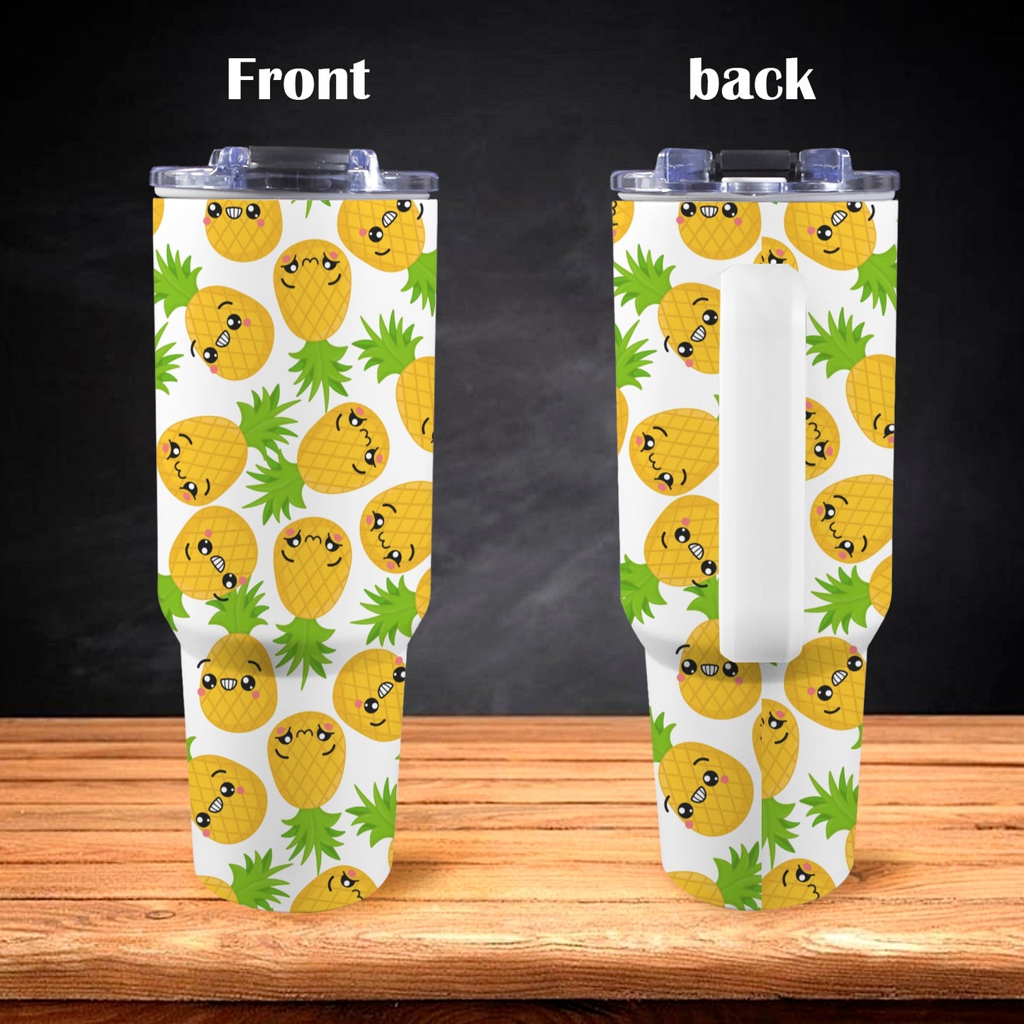 Cool Pineapples - 40oz Tumbler with White Handle