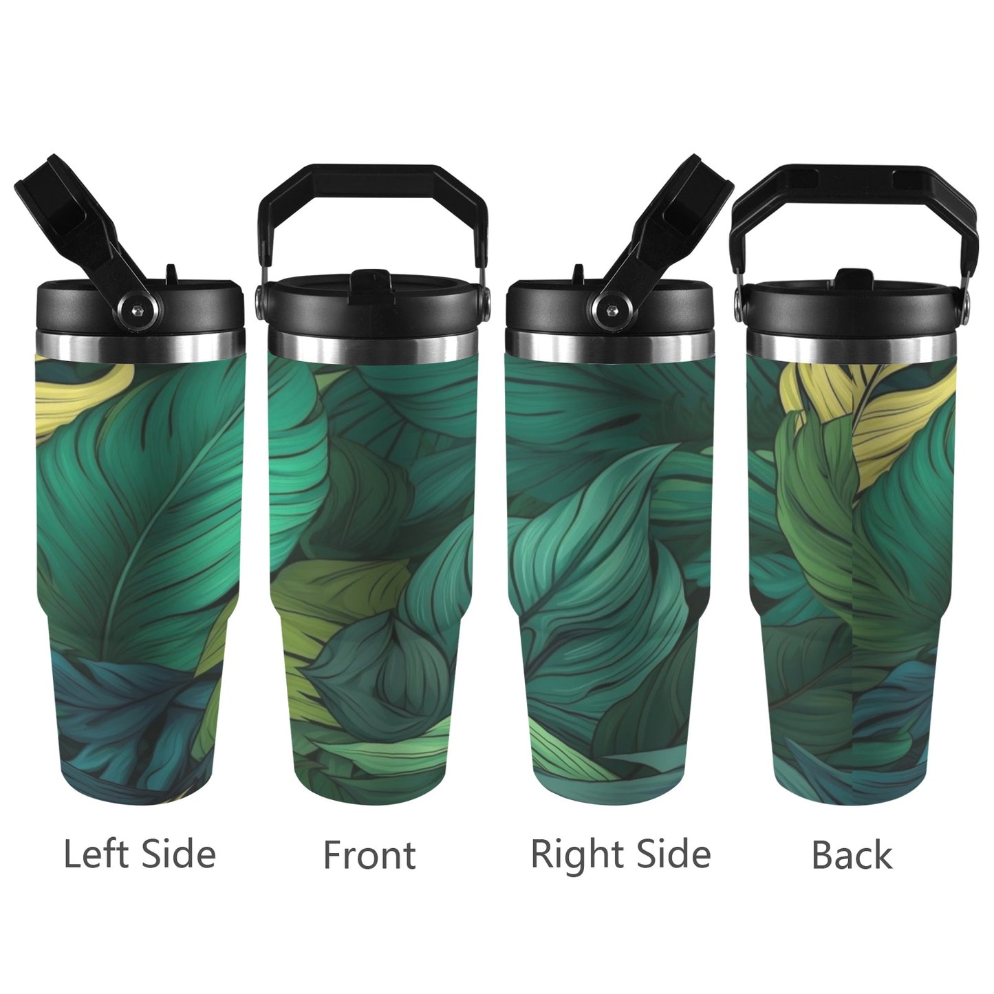 Tropical Leaves - 30oz Tumbler with Top Handle