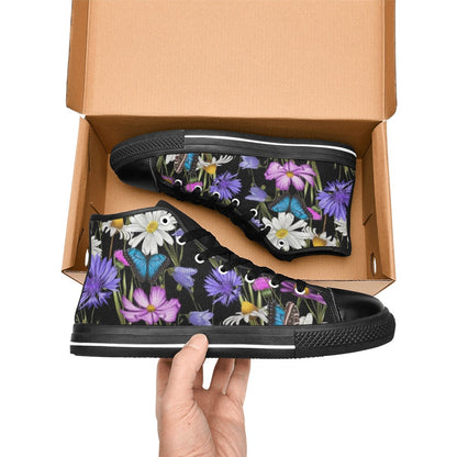 Butterfly Flowers - Women's High Top Canvas Shoes