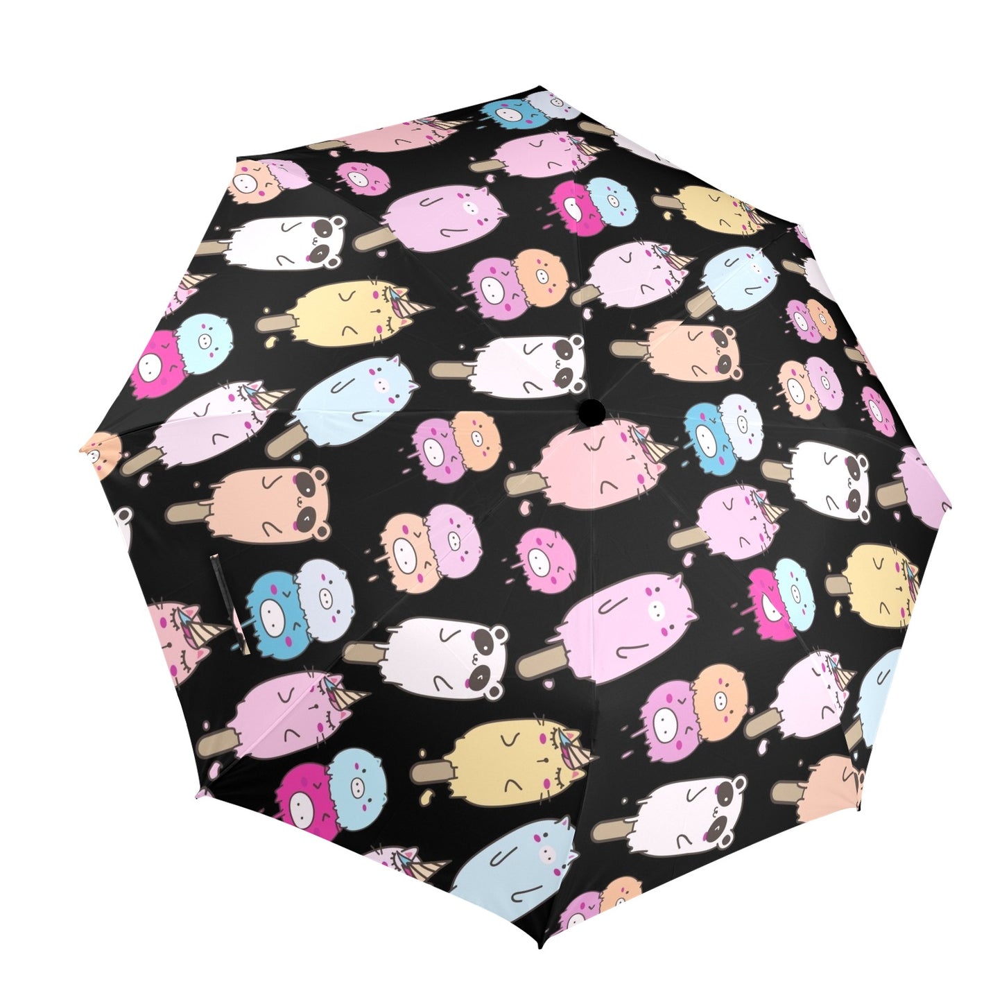 Cute Animal Ice Blocks - Semi-Automatic Foldable Umbrella Semi-Automatic Foldable Umbrella Printed Offshore