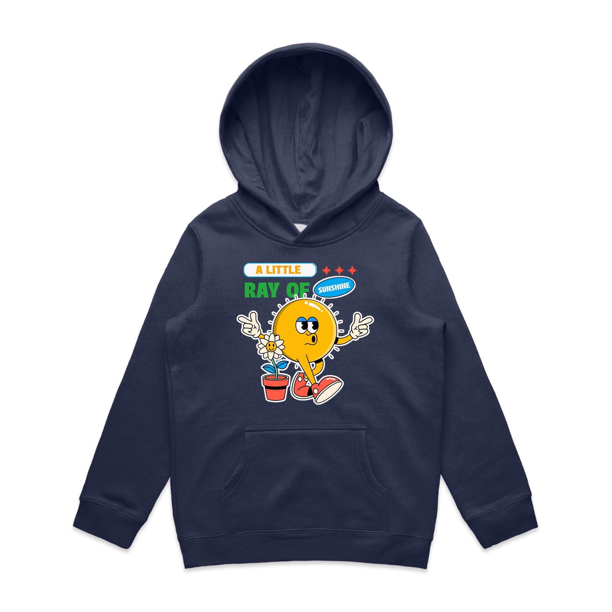 A Little Ray Of Sunshine - Youth Supply Hood Midnight Blue Kids Hoodie Retro Summer