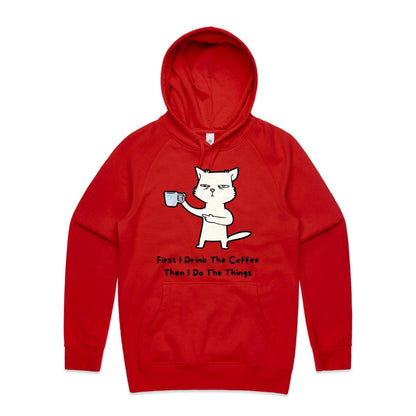 First I Drink The Coffee - Supply Hood Red Mens Supply Hoodie animal Coffee