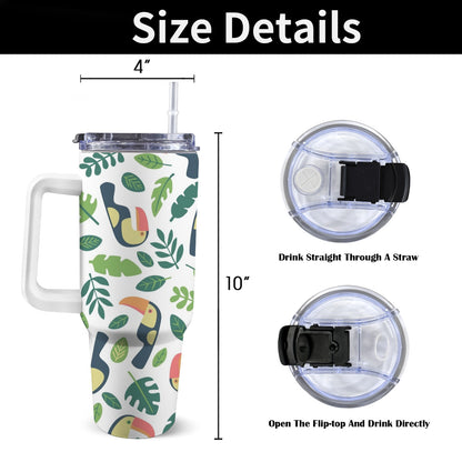 Toucans - 40oz Tumbler with White Handle