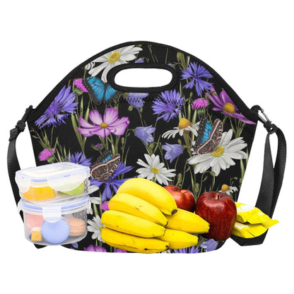 Butterfly Flowers - Neoprene Lunch Bag/Large Neoprene Lunch Bag/Large Printed Offshore