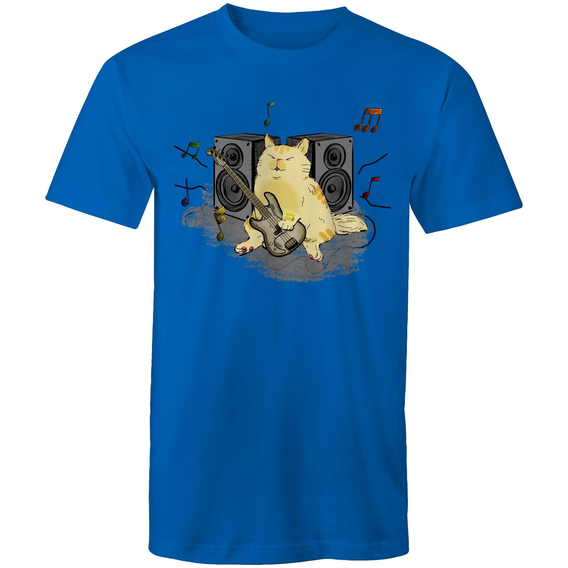 Cat Bass Player - Mens T-Shirt Bright Royal Mens T-shirt animal Music