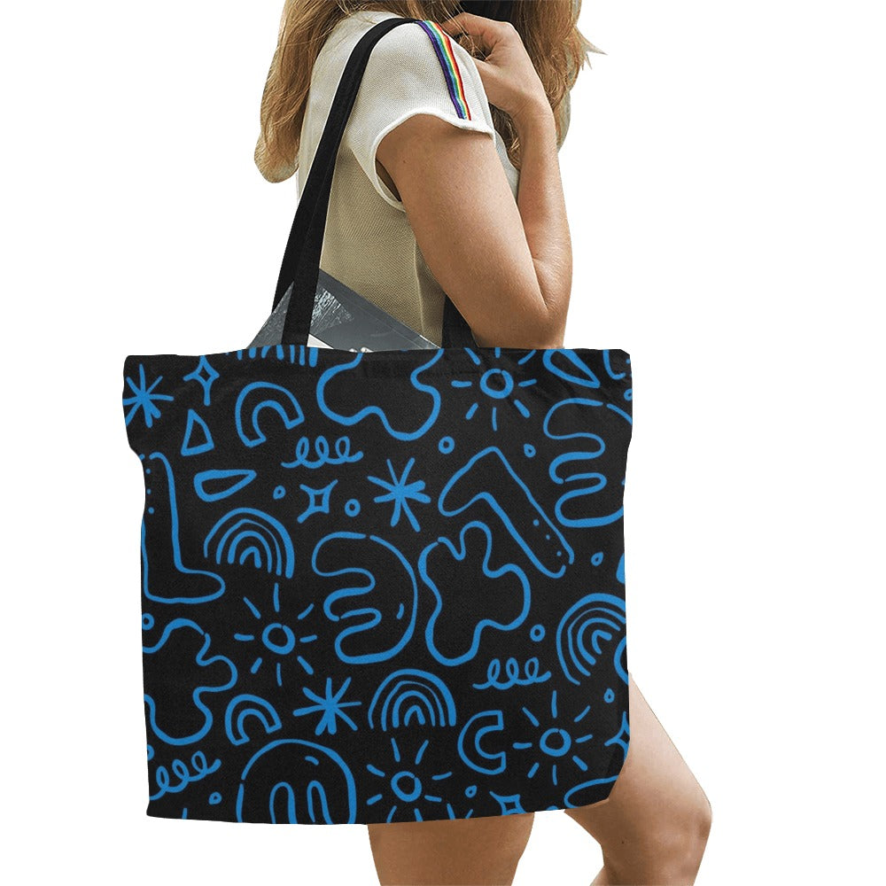 Blue Squiggle - Full Print Canvas Tote Bag Full Print Canvas Tote Bag Printed Offshore