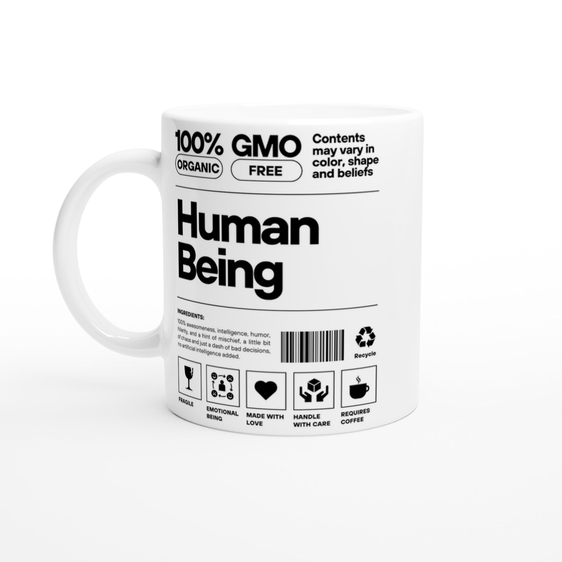 Human Being Product Label, Definition - White 11oz Ceramic Mug Default Title White 11oz Mug Funny Globally Fulfilled