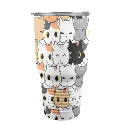 Cute Cartoon Cats - 30oz Insulated Stainless Steel Mobile Tumbler