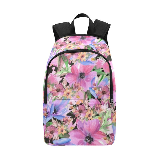Bright Pink Floral - Fabric Backpack for Adult Adult Casual Backpack Plants