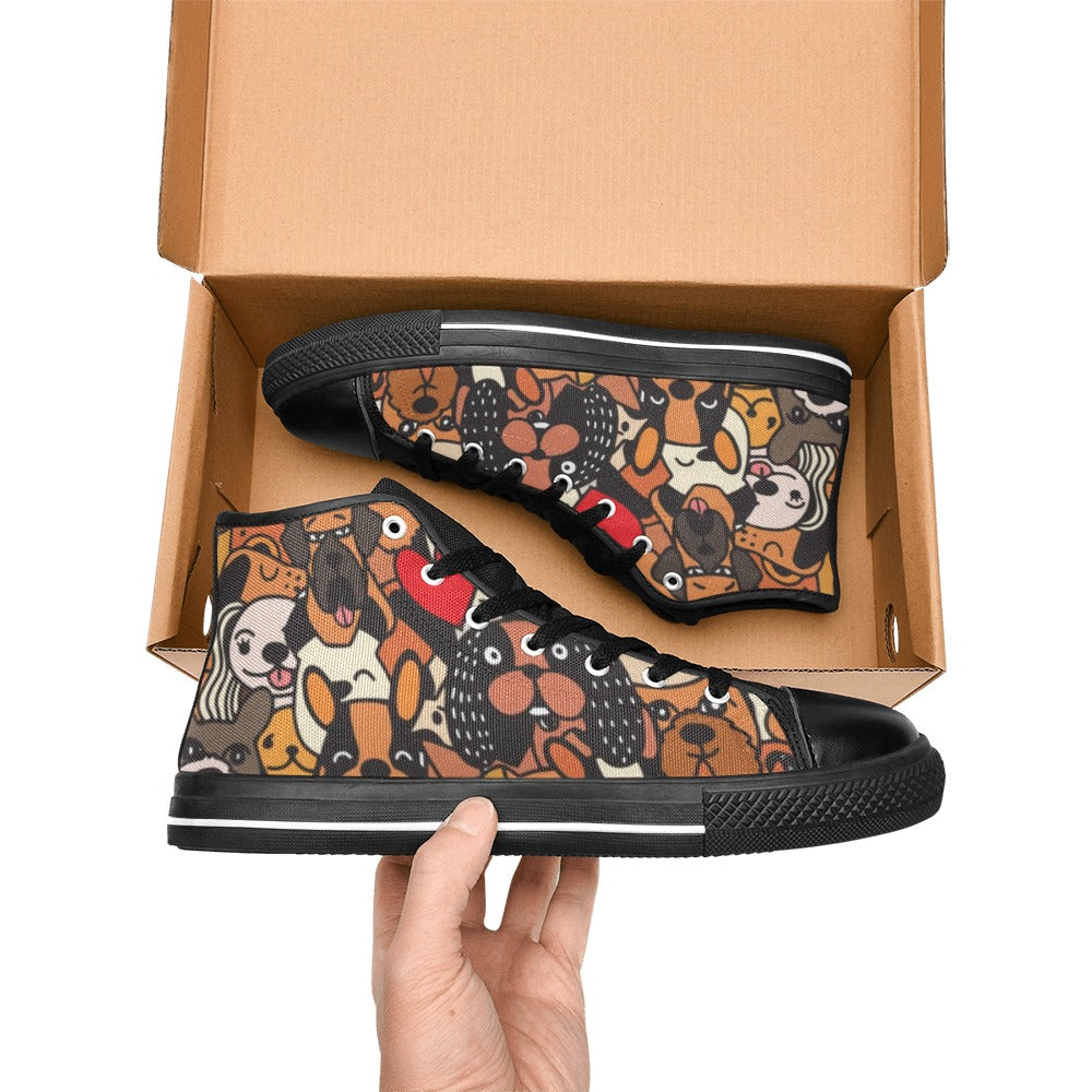 Dog Crowd - Women's High Top Canvas Shoes