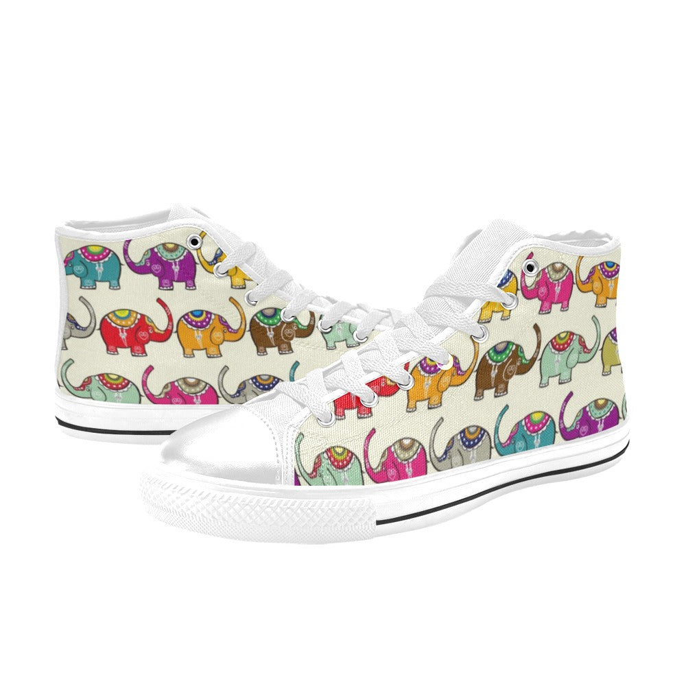 Elephants - Women's High Top Canvas Shoes