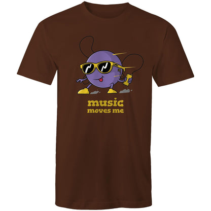 Music Moves Me, Earbuds - Mens T-Shirt Dark Chocolate Mens T-shirt Music