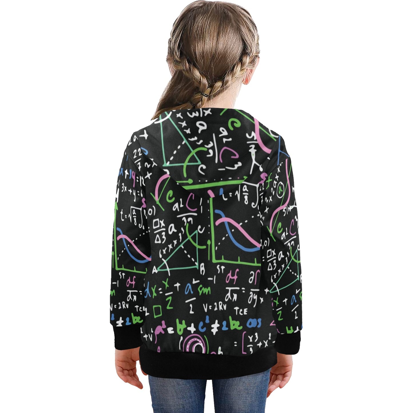 Equations In Green And Pink - Senior Girls Zip Up Hoodie