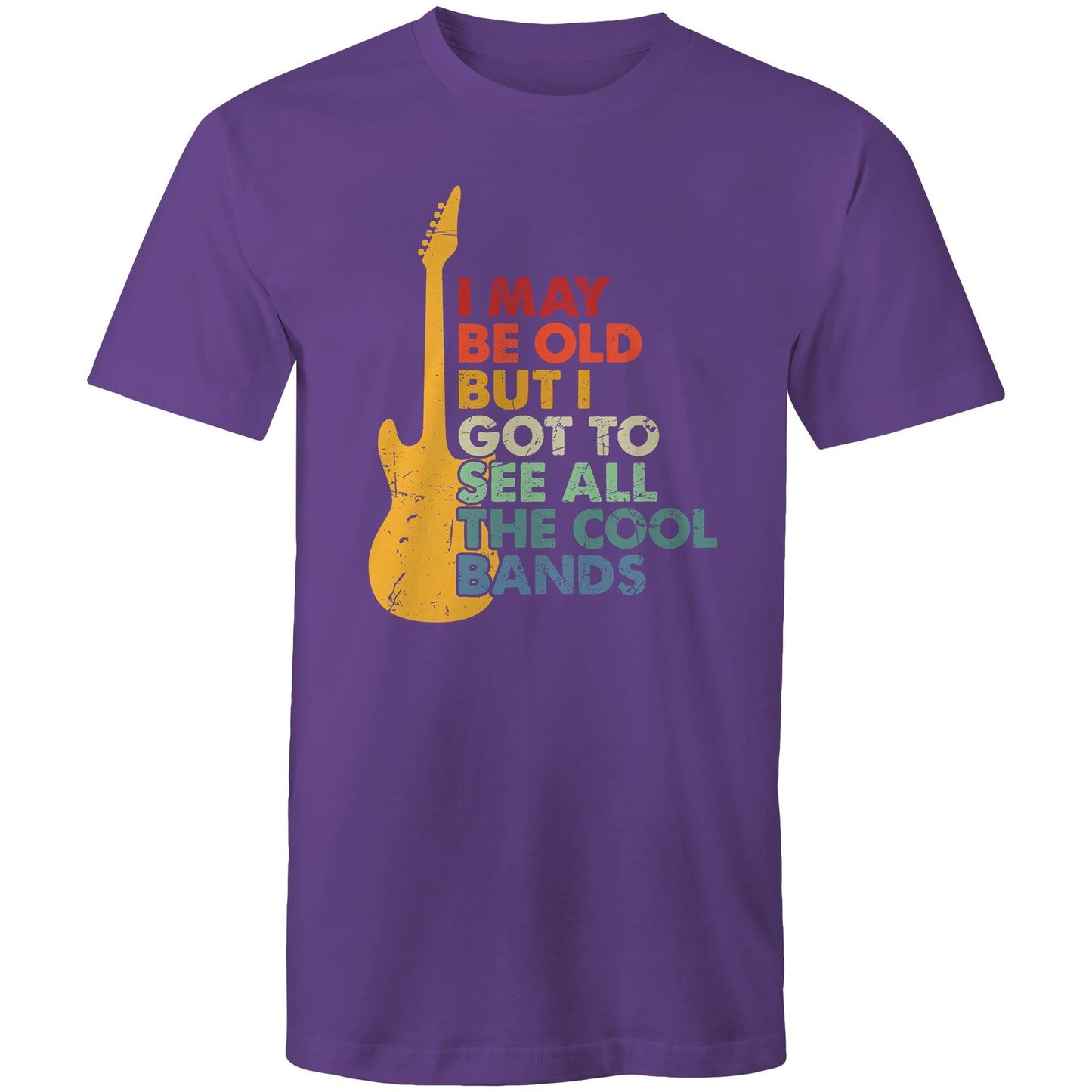 I May Be Old But I Got To See All The Cool Bands - Mens T-Shirt Purple Mens T-shirt Funny Music Printed In Australia