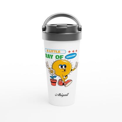 Personalise - A Little Ray Of Sunshine - White 15oz Stainless Steel Travel Mug Default Title Personalised Travel Mug customise personalise