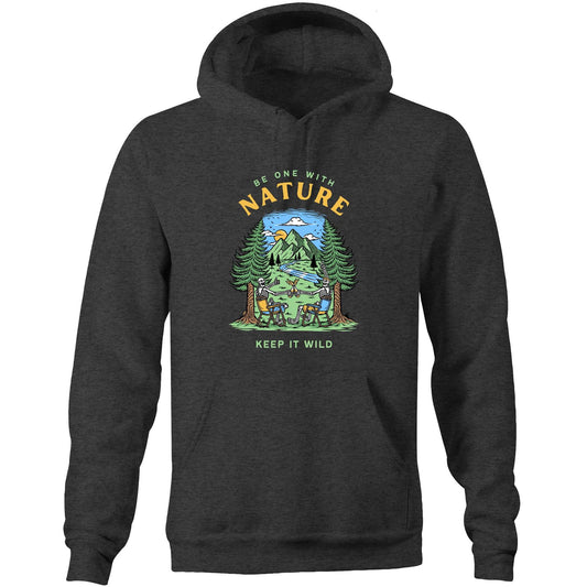 Be One With Nature, Skeleton - Pocket Hoodie Sweatshirt Asphalt Marle Hoodie Environment Summer