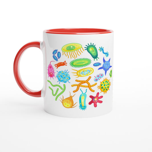 Under The Microscope - White 11oz Ceramic Mug with Colour Inside Ceramic Red Colour 11oz Mug Science