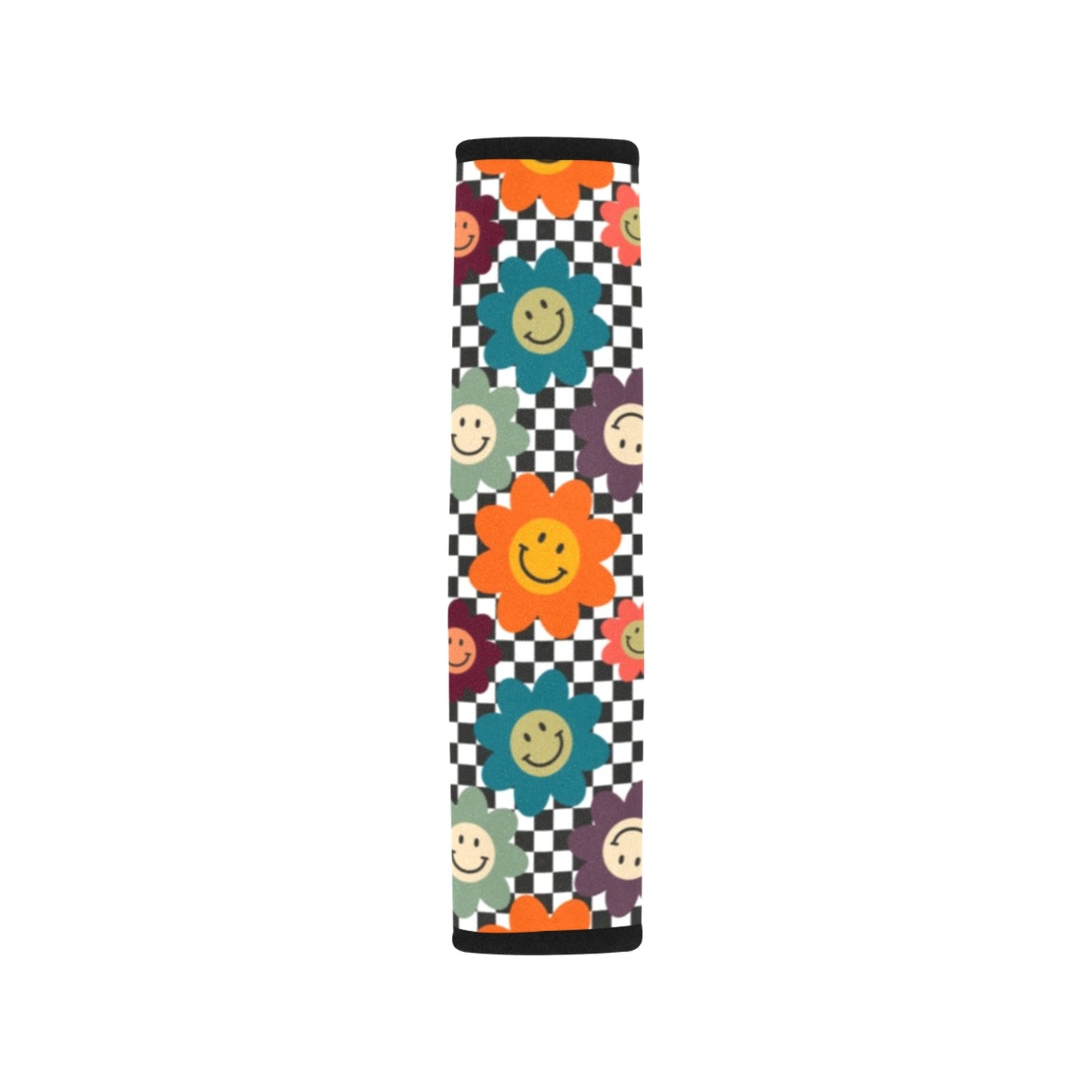 Happy Retro Flowers - Car Seat Belt Cover 7''x10'' (Pack of 2)