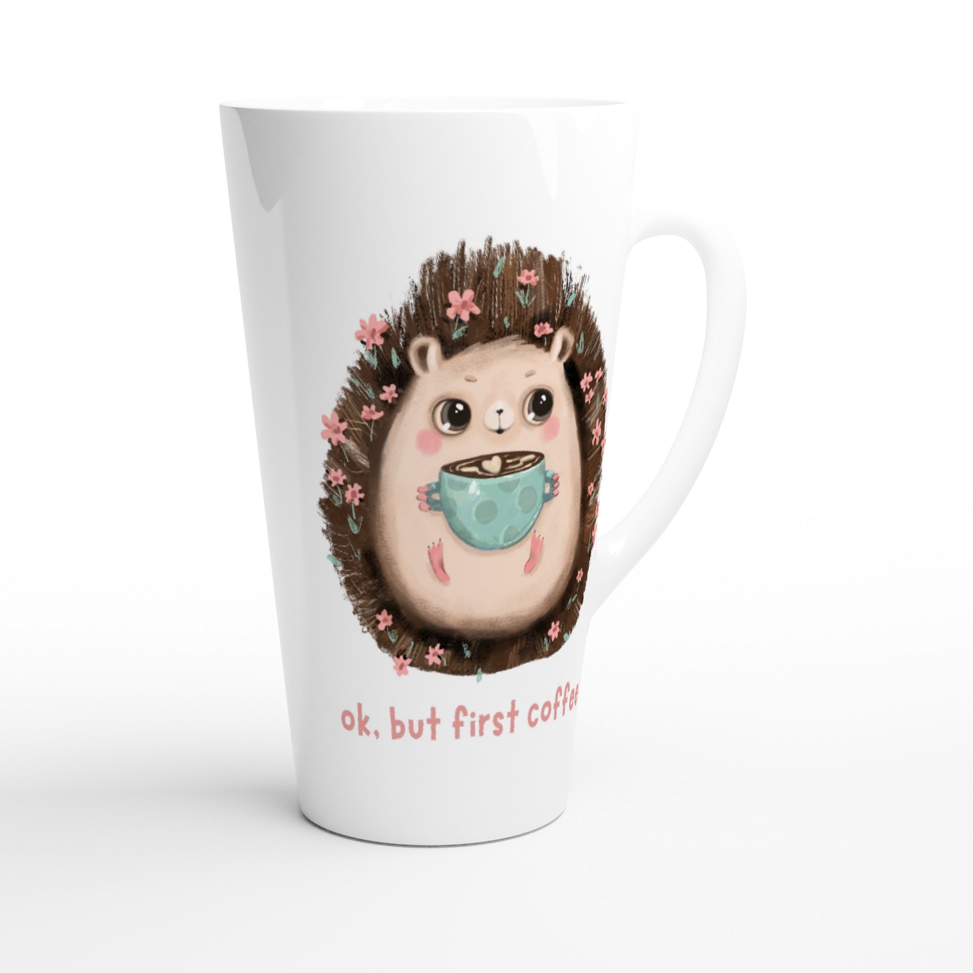 OK, But First Coffee - White Latte 17oz Ceramic Mug Latte Mug animal Coffee Globally Fulfilled