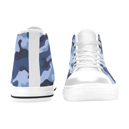 Blue Camouflage - Women's High Top Canvas Shoes