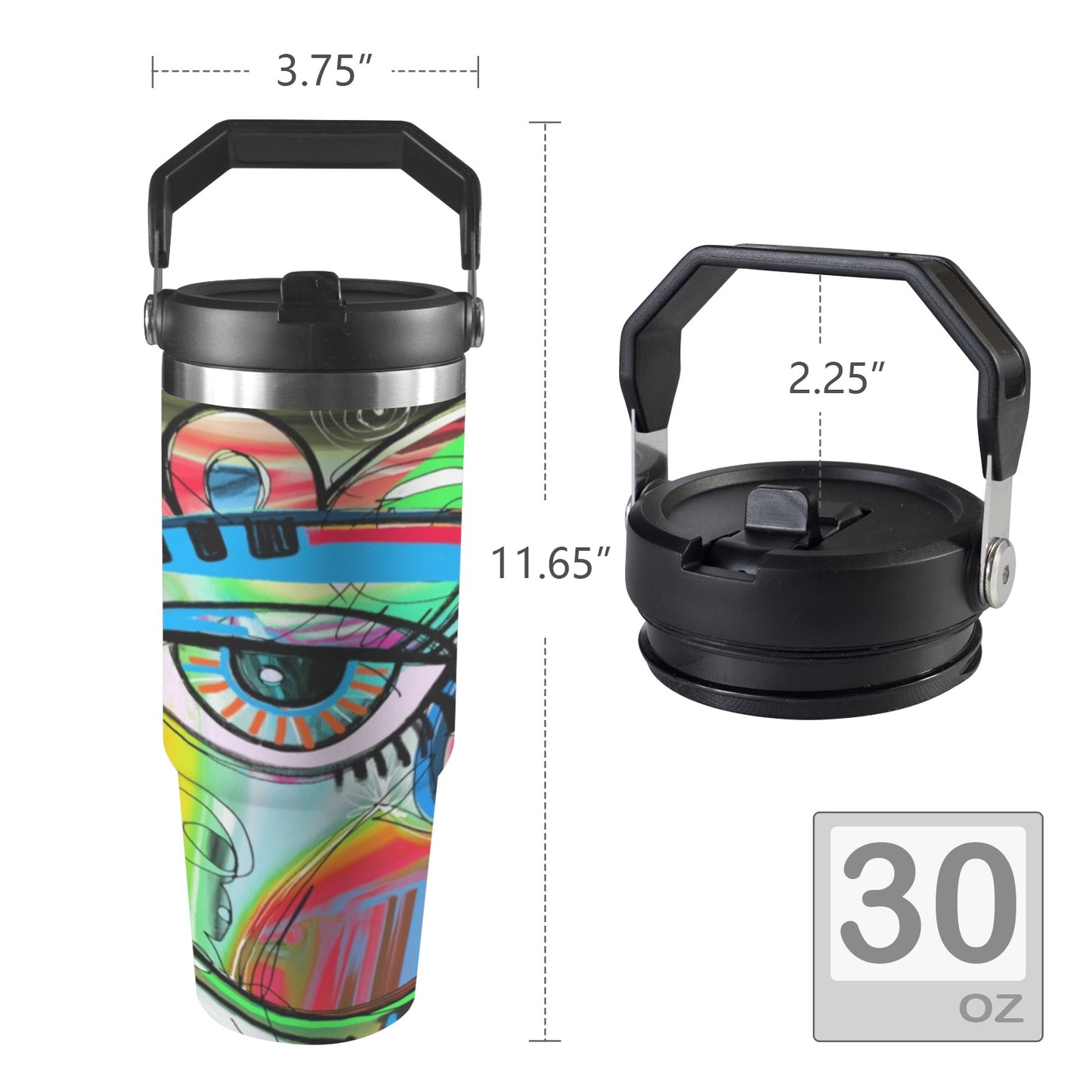 Graffiti Bird - 30oz Tumbler with Top Handle